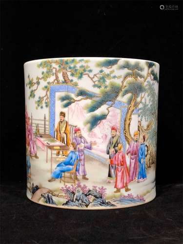 A Chinese Famille-Rose Porcelain Brush Pot