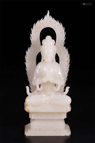 A Chinese Carved Jade Figure of Buddha