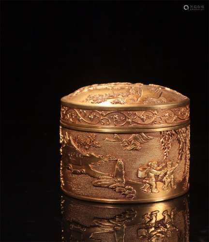 A Chinese Gilt Bronze Box with Cover
