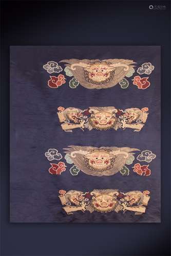 A Chinese Embroidered Hanging Screen