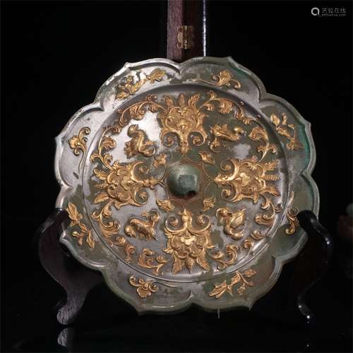 A Chinese Gilt Bronze Mirror