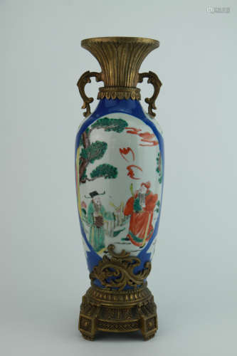 Qing dynasty the five colours bottle with flowers and birds pattern