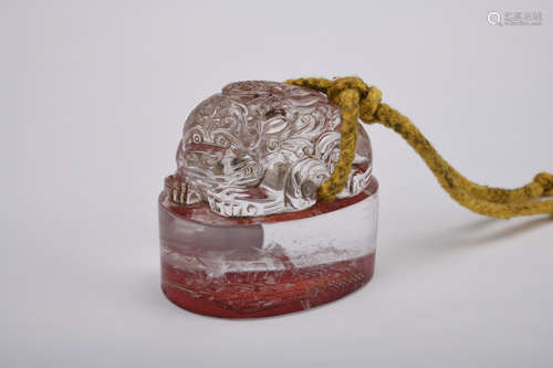 Qing dynasty crystal auspicious beast seal