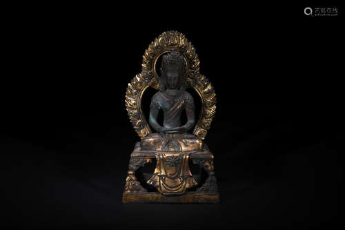 Qing dynasty Qianlong gilt-bronze Amitabha Buddha