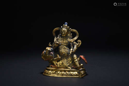 Qing Dynasty gilt bronze Lion Zambala