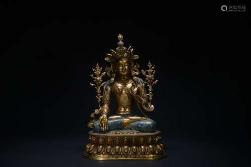 Qing dynasty gilt bronze Cloisonne statue of Tara