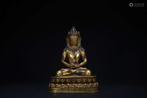 Ming dynasty gilt bronze statue of Measureless life Buddha