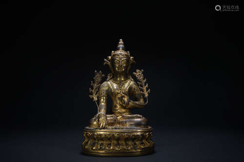 The 15th century gilt bronze statue of Tara Buddha