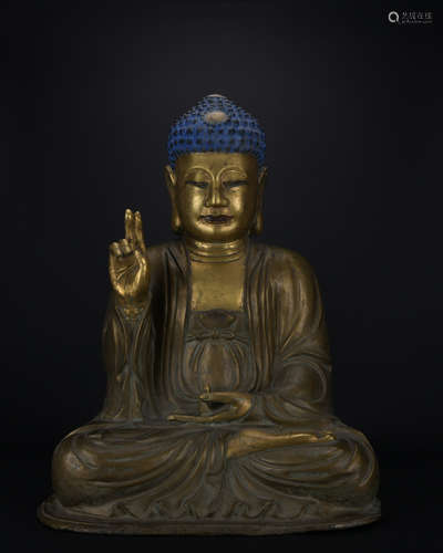 The 16th century bronze Sakyamuni sitting statue