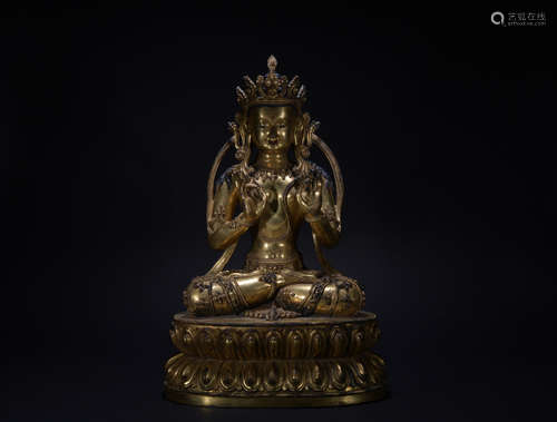 The 15th century gilt bronze  statue of Maitreya