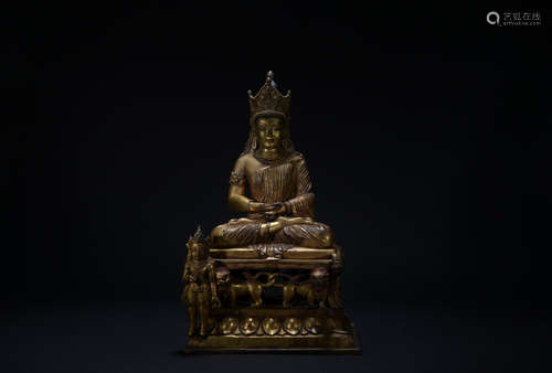 The 17th century gilt bronze  statue of Amitabha