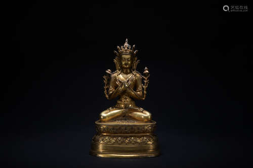 The 15th century gilt bronze statue of Maitreya