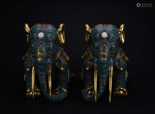 Qing Dynasty Cloisonne elephant *1 pair