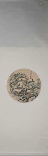 Qing dynasty Jin cheng's landscape circle painting