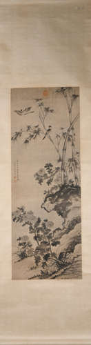 Qing dynasty Jiang tingxi's flower and bird painting