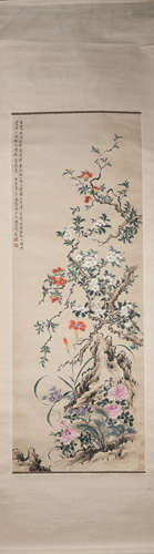 Qing dynasty Tang shishi's flower painting