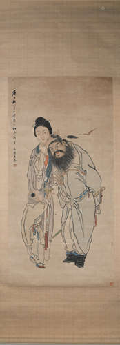 Qing dynasty Wang ji's  figure painting