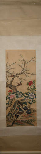 Qing dynasty Ma quan's flower and bird painting