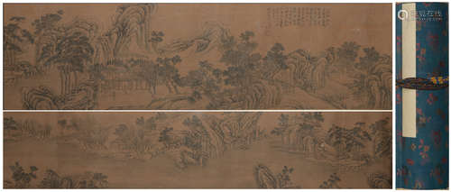 Qing dynasty Qian du's landscape hand scroll