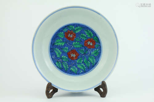 Ming dynasty Fahua colour plate  with flowers pattern