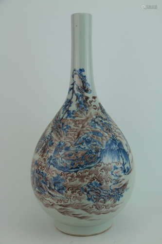 Qing dynasty blue and white bottle