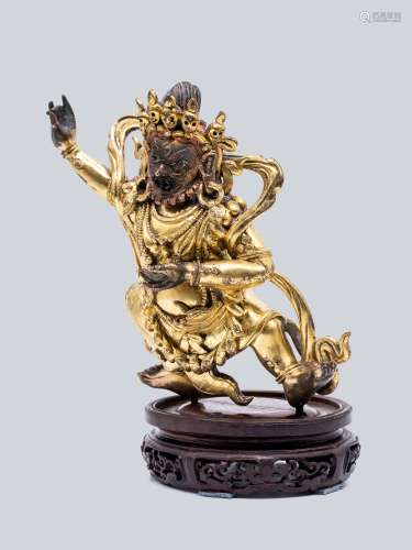 A Gilt Bronze Figure of Mahakala, China 18th Century.