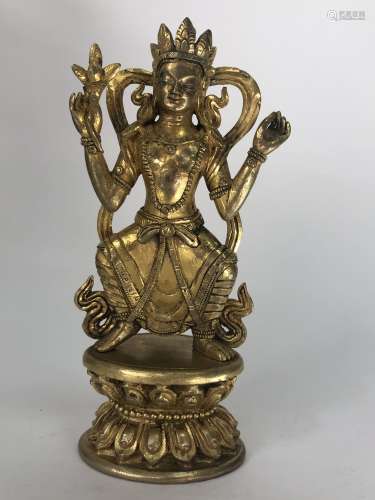 A Gilt Bronze Figurine of Buddhist Deity.