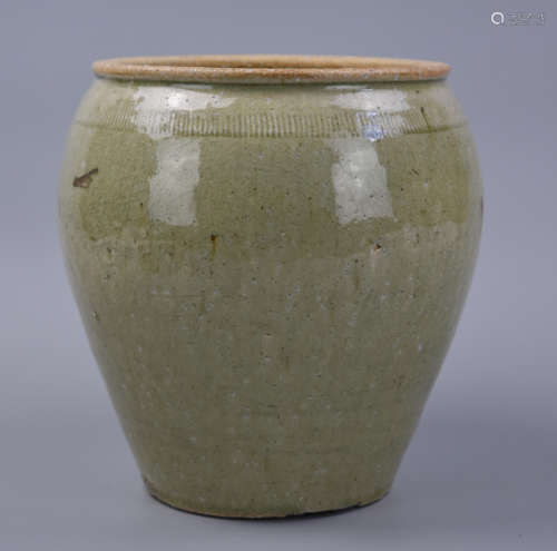 Chinese Celadon Glazed Jar ,Qing D.