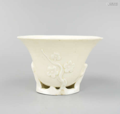 Chinese Blanc Dehua White Glazed Cup, 18th C.