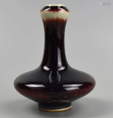 Chinese Red Glazed Flambe Vase, 20th C.