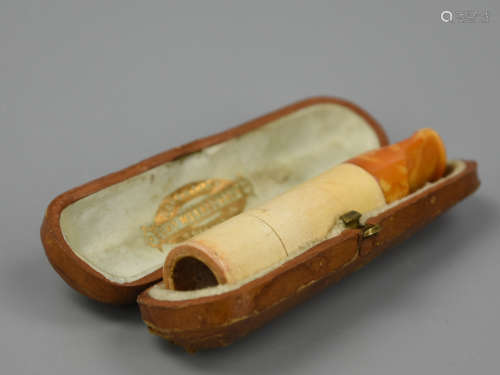 Carved Beeswax & Polished Bone Cigarette Holder