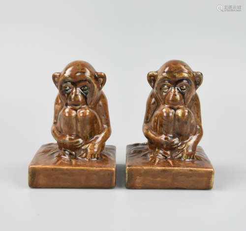 A pair of Rookwood Figural Monkey