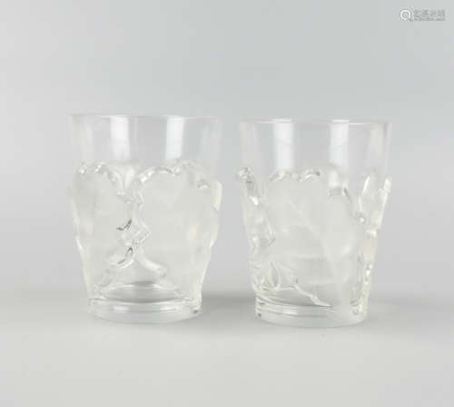 A Pair of Vintage 70's Lalique Glass Tumblers