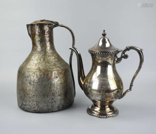 Antique Silver Teapot and a Iron Water Jug