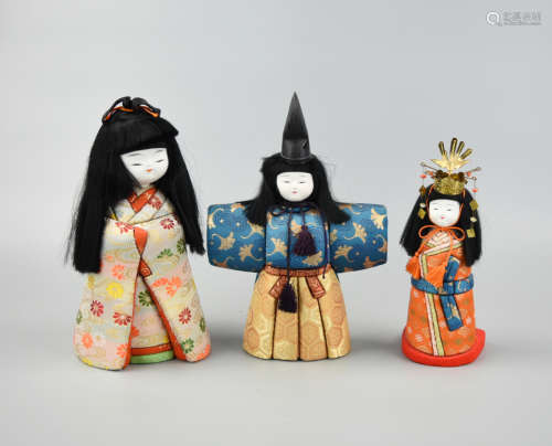 3 Ichimatsu Japanese Dolls