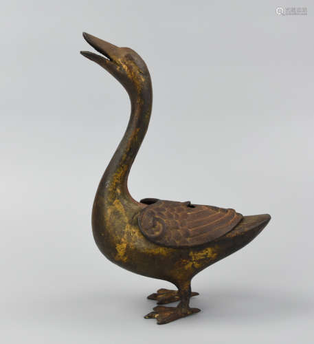 Chinese Bronze Goose Censer, 17th C.