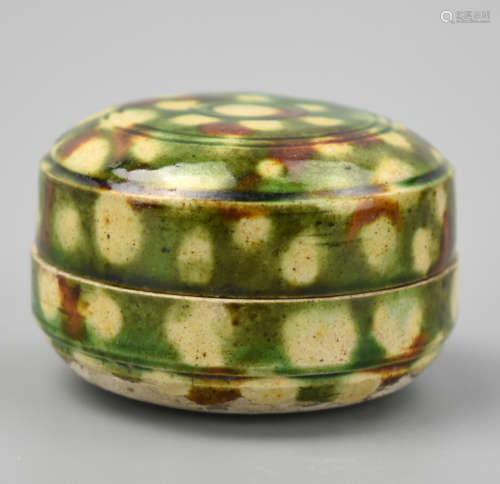 Chinese Tang Style Sanai Glazed Box & Cover