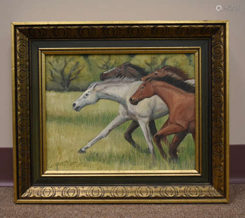 Oil Painting Canvas w/ 4 Horses (Hopefulls)