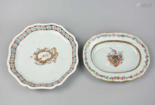 Two Chinese Export Amorial Plates ,18th C.