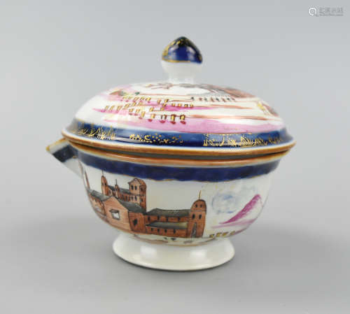 Chinese Canton Glaze Bowl & Cover, 18th C.