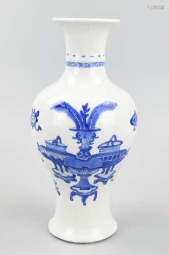 Chinese B & W Baluster Vase,Kangxi Period