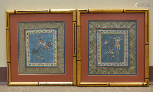 2 Chinese Framed Embroidery, Qing Dynasty