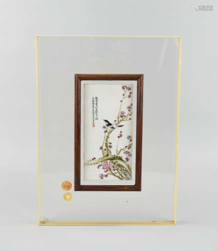 Rectangular, Chinese Small Porcelain Plaque,20th C