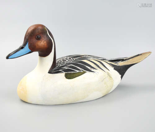 Painted Wood Duck Decoy, Signed