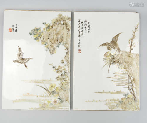 Pair of Chinese Qianjiang Porcelain Plaque,20th C.
