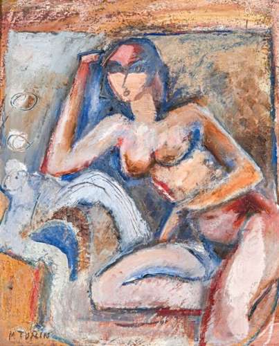 Monique TURIN (XXe siècle) Portrait de femme nue a…