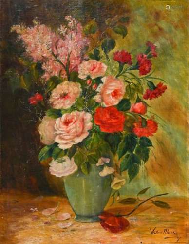 Victoria MARTIN (1784 1869) Bouquet de fleurs Huil…