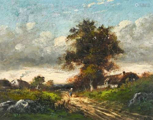 Paul HUET (1803 1869) La ferme Huile sur panneau, …