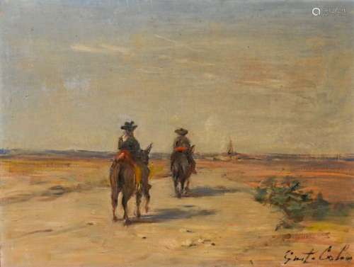 Gustave Henri COLIN (1828 1910) Mules sur un chemi…