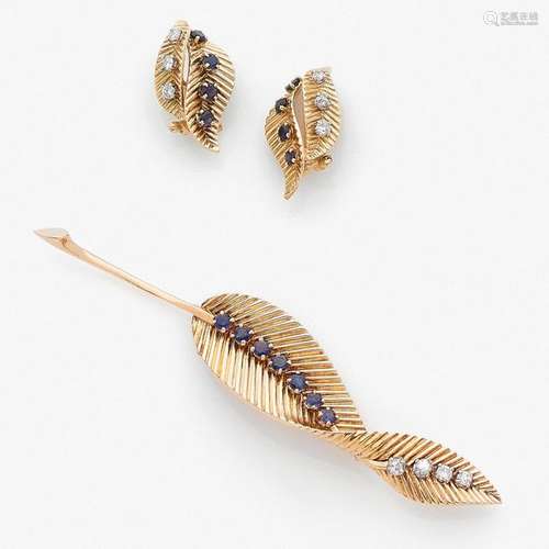 VAN CLEEF & ARPELS ANNEES 1950 BROCHE ET CLIPS D'O…